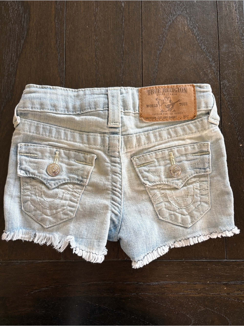 True Religion Toddler Girls Light Blue Frayed Denim Shorts
